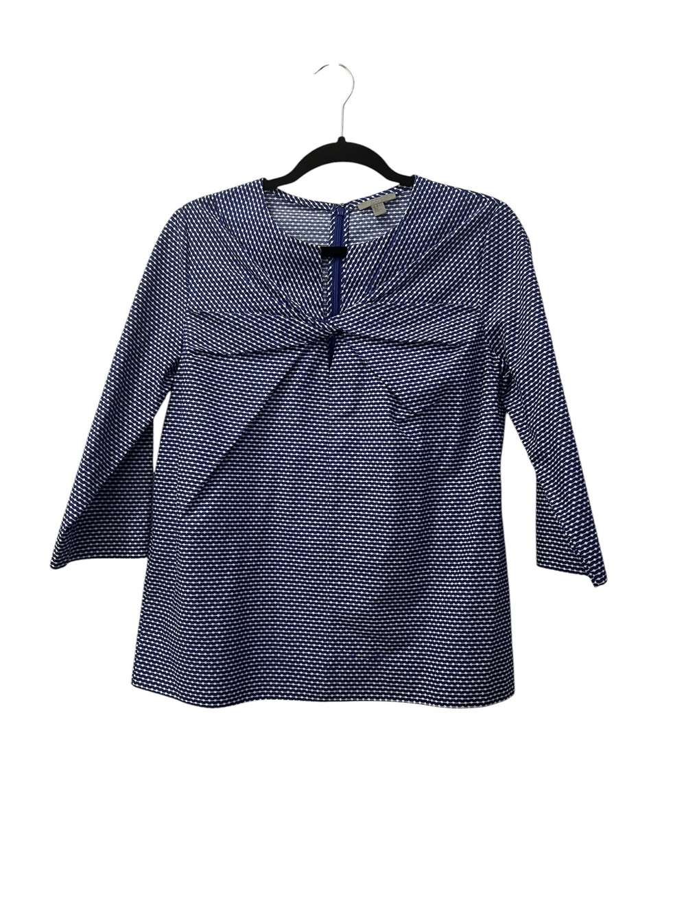 NWOT COS blue & white print twist front 3/4 sleeve cotton blouse 10